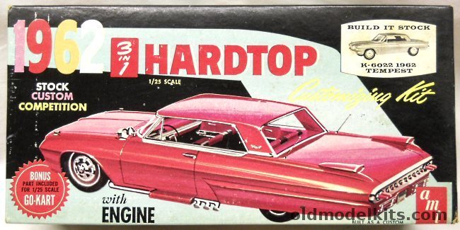 AMT 1/25 1962 Pontiac Tempest Hardtop 3 in 1 Customizing Kit With Go-Kart - Stock / Custom / Competition, K-6022 plastic model kit